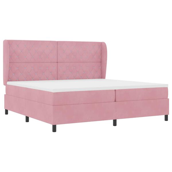 vidaXL Cama tipo Box Spring con colch&oacute;n Rosa 200 x 200 cm Poli&eacute;ster
