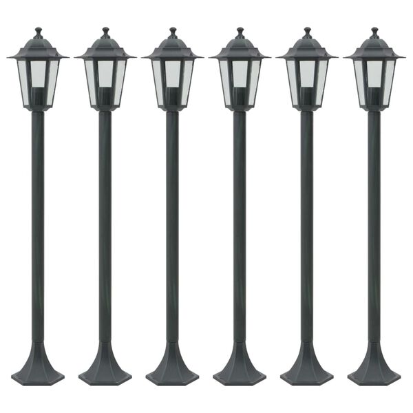 vidaXL Farolas de jardín aluminio verde oscuro E27 110 cm 6 unidades