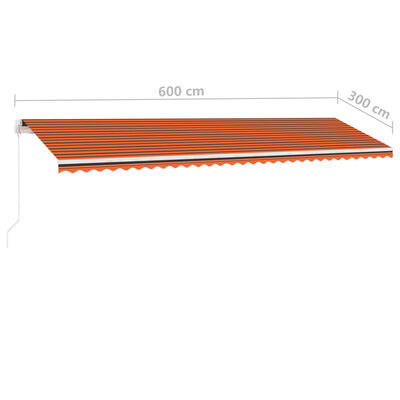 vidaXL Toldo de pie retráctil manual naranja y marrón 600x300 cm