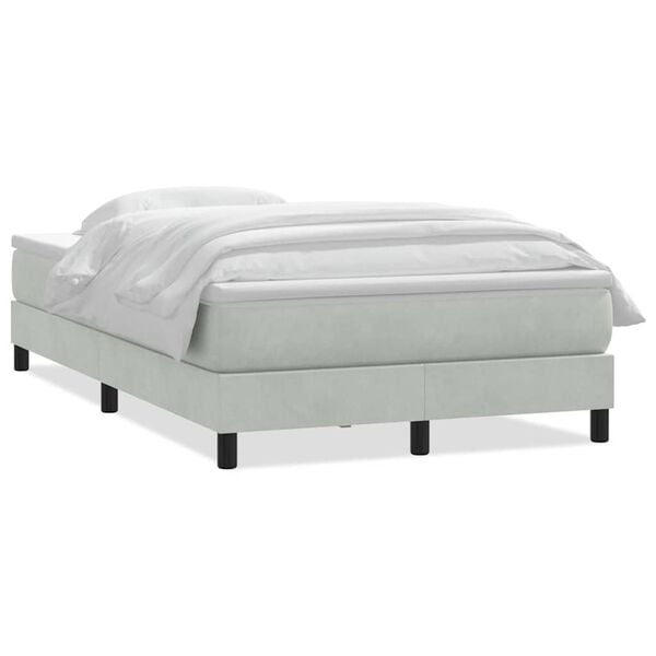 vidaXL Cama box spring con colch&oacute;n terciopelo gris claro 120x210 cm