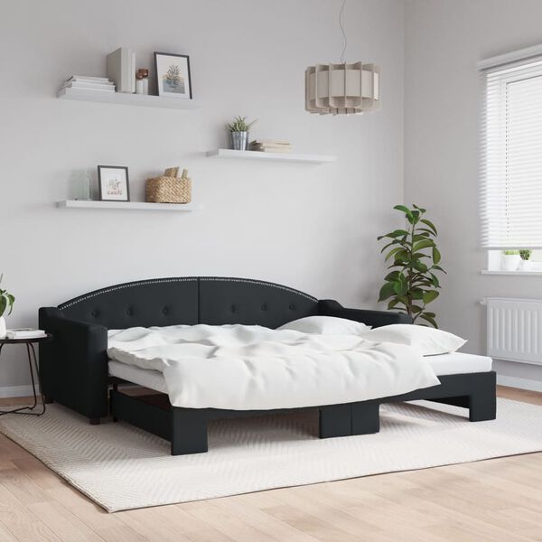 vidaXL Sof&aacute; cama nido tela negro 90x190 cm