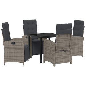 vidaXL Conjunto de Comedor de Jard&iacute;n 5 pcs Gris rat&aacute;n sint&eacute;tico