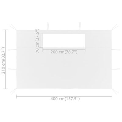 vidaXL Paredes laterales de cenador con ventana 2 uds blanco 4x2,1 m