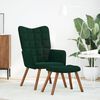vidaXL Sill&oacute;n relajante con taburete de terciopelo verde oscuro