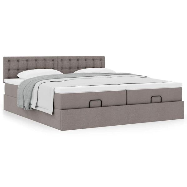 vidaXL Estructura de cama otomana colchones tela gris pardo 160x200cm