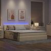 vidaXL Cama con almacenamiento y LED con LED Crema 180 x 200 cm tela