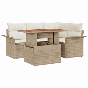vidaXL Conjunto de sof&aacute; de jard&iacute;n con coj&iacute;n 5 pcs beige y crema