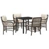 vidaXL Conjunto de Comedor de Jard&iacute;n 5 pcs Marr&oacute;n rat&aacute;n sint&eacute;tico