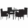 vidaXL Conjunto de Comedor de Jard&iacute;n 5 pcs Negro rat&aacute;n sint&eacute;tico