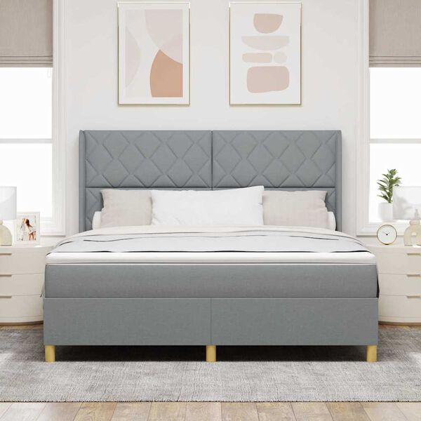 vidaXL Cama tipo Box Spring con colch&oacute;n Gris Claro 180 x 200 cm tela