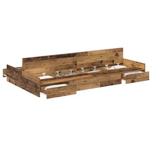 vidaXL Cama con almacenamiento con cabecera Madera Vieja 120 x 200 cm