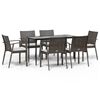 vidaXL Juego comedor jard&iacute;n 7 piezas y cojines rat&aacute;n sint&eacute;tico y acero