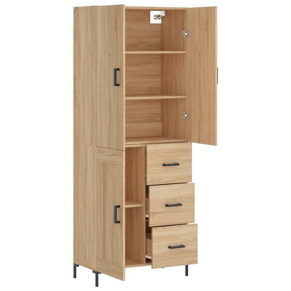 vidaXL Aparador alto madera contrachapada color roble 69,5x34x180 cm