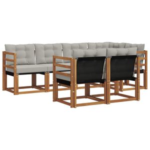 vidaXL Conjunto de sof&aacute;s de exterior 7 pcs Gris Natural y Claro