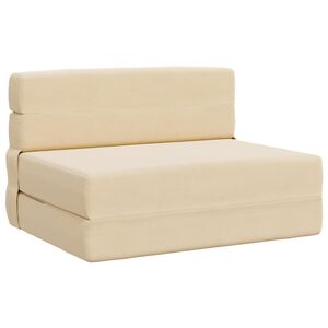 vidaXL Sof&aacute; Cama Plegable Crema 100 x 80 x 60 cm Tela