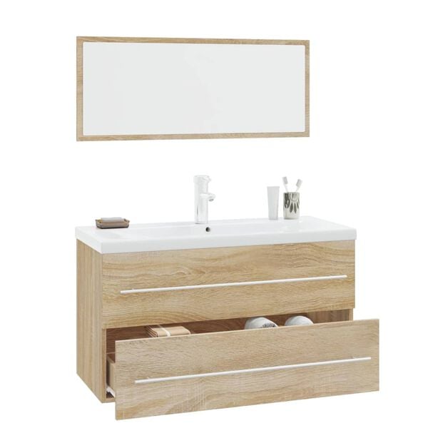 vidaXL Conjunto de muebles de baño 3 piezas color roble Sonoma