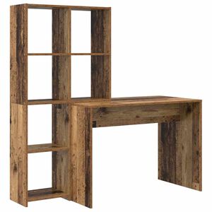 vidaXL Escritorio con estante Madera envejecida 138,5 x 55 x 143 cm