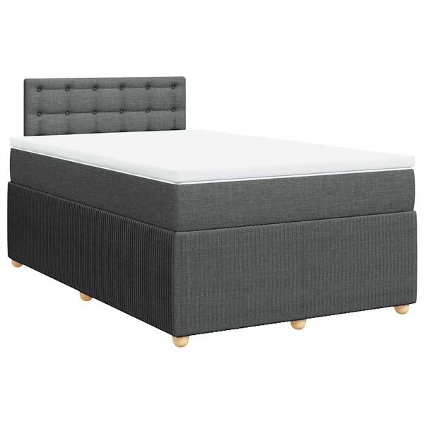 vidaXL Cama box spring con colch&oacute;n tela gris oscuro 120x200 cm