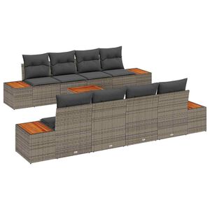 vidaXL Conjunto de sof&aacute; de jard&iacute;n 9 uds. Gris Polirat&aacute;n