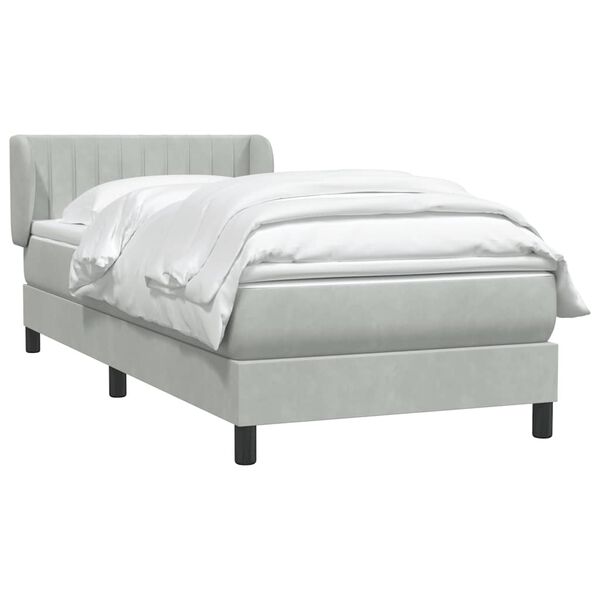 vidaXL Cama box spring con colch&oacute;n terciopelo gris claro 100x210 cm