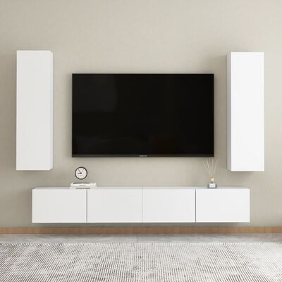 vidaXL Set de muebles de TV 4 piezas madera de ingeniería blanco