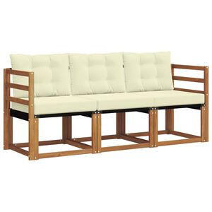 vidaXL Conjunto de sof&aacute;s de exterior 3 uds. Natural y Crema