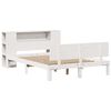 vidaXL Cama con estanter&iacute;a sin colch&oacute;n madera maciza blanca 135x190 cm