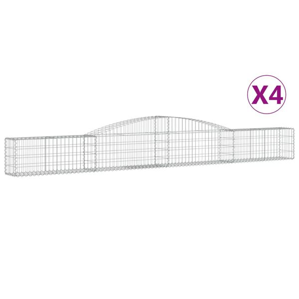 vidaXL Cestas de gaviones 4 uds forma de arco hierro 400x30x40/60 cm
