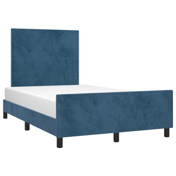 vidaXL Estructura de cama sin colch&oacute;n terciopelo azul oscuro 120x200cm