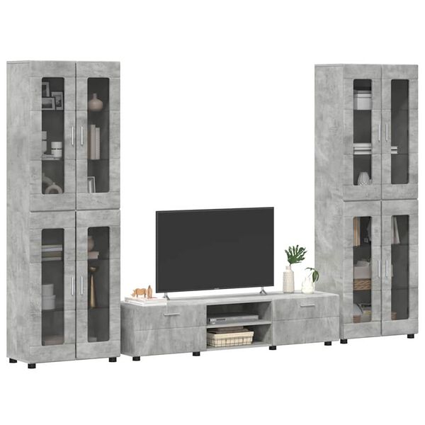 vidaXL Conjunto de mueble de TV Gris Concreto Madera de ingenier&iacute;a