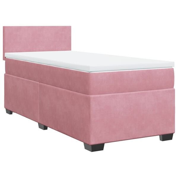vidaXL Cama box spring con colch&oacute;n terciopelo rosa 90x200 cm