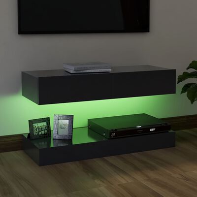 vidaXL Mueble para TV con luces LED gris 90x35 cm