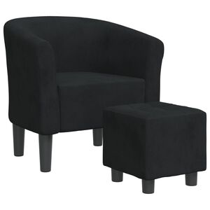 vidaXL Sill&oacute;n con taburete terciopelo negro