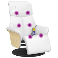 vidaXL Sillón reclinable masaje con reposapiés cuero sintético blanco