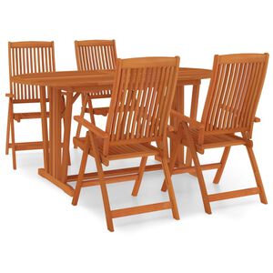 vidaXL Juego de comedor para jard&iacute;n 5 pzas madera maciza de eucalipto