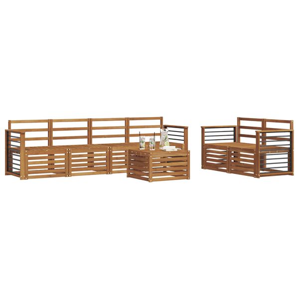 vidaXL Juegos de sof&aacute;s 7 pcs Natural Madera de Acacia S&oacute;lida