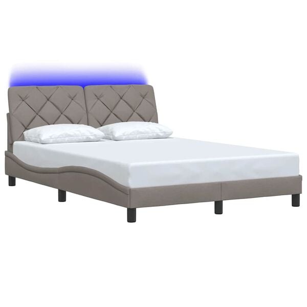 vidaXL Estructura cama con LED sin colch&oacute;n tela gris taupe 120x200 cm