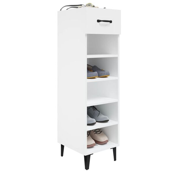 vidaXL Mueble zapatero madera contrachapada blanco brillo 30x35x105 cm
