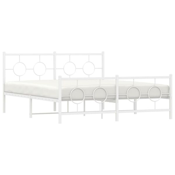 vidaXL Estructura cama sin colchón con estribo metal blanco 150x200 cm