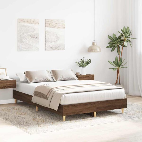 vidaXL Estructura de cama sin colchón marrón roble 120x190 cm madera