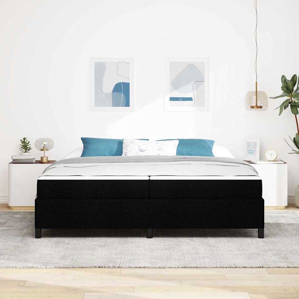vidaXL Cama tipo Box Spring con colch&oacute;n Negro 200 x 200 cm tela