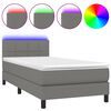 vidaXL Cama box spring colch&oacute;n y luces LED tela gris oscuro 80x200 cm