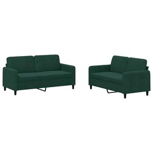 vidaXL Juego de sof&aacute;s 2 piezas terciopelo verde oscuro