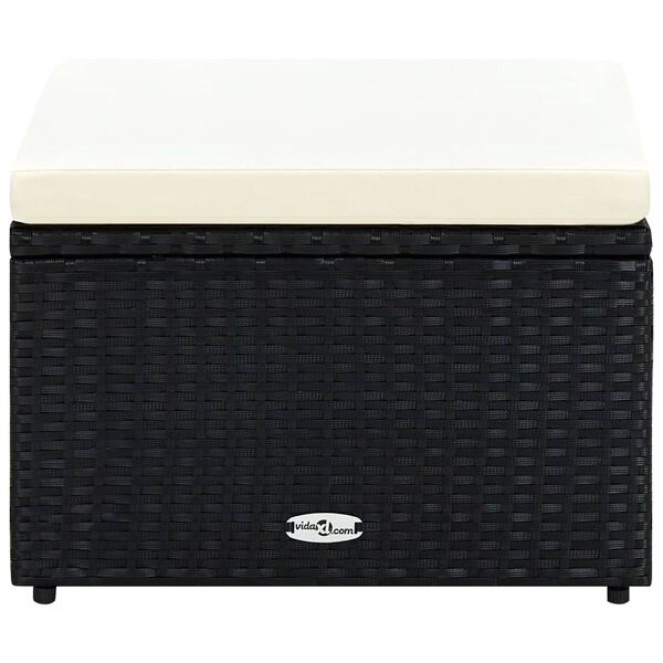 vidaXL Taburete otomana poli rat&aacute;n 53x53x30 cm negro