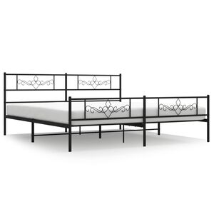 vidaXL Estructura cama sin colch&oacute;n con estribo metal negro 180x200 cm