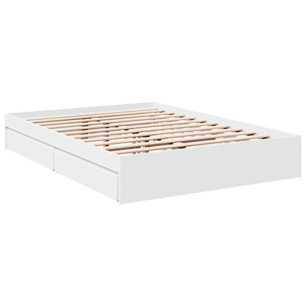 vidaXL Cama con cajones madera de ingenier&iacute;a blanco 120x190 cm
