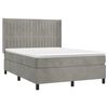 vidaXL Cama box spring con colchón terciopelo gris claro 140x190 cm