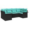 vidaXL Conjunto de sof&aacute; de jard&iacute;n 6 uds. Negro Polirat&aacute;n
