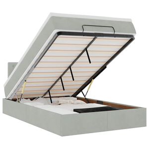 vidaXL Cama otomana con colch&oacute;n y LED terciopelo gris claro 120x190 cm