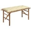 vidaXL Banco de jard&iacute;n plegable con coj&iacute;n bamb&uacute; 118 cm